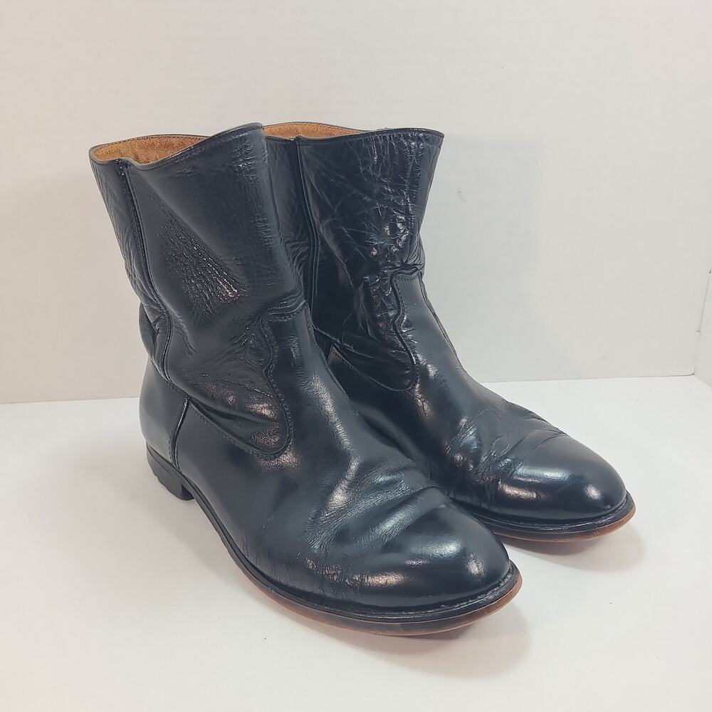 Vintage B.F. Goodrich Western Boots BFG Mens Size 7.5 D Roper Black Leather